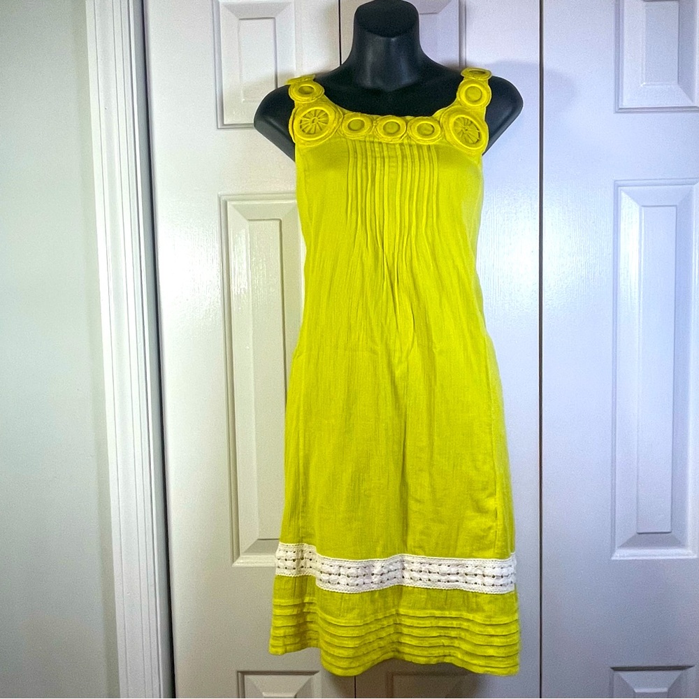 Anthropologie Edmé & Esyllte Sun Dress Size S Chartreuse T12